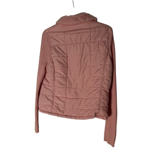Carolyn Taylor Pink Puffer Vest Full Zip with Sweater Sleeves Women's Size XL - Picture 4 of 4